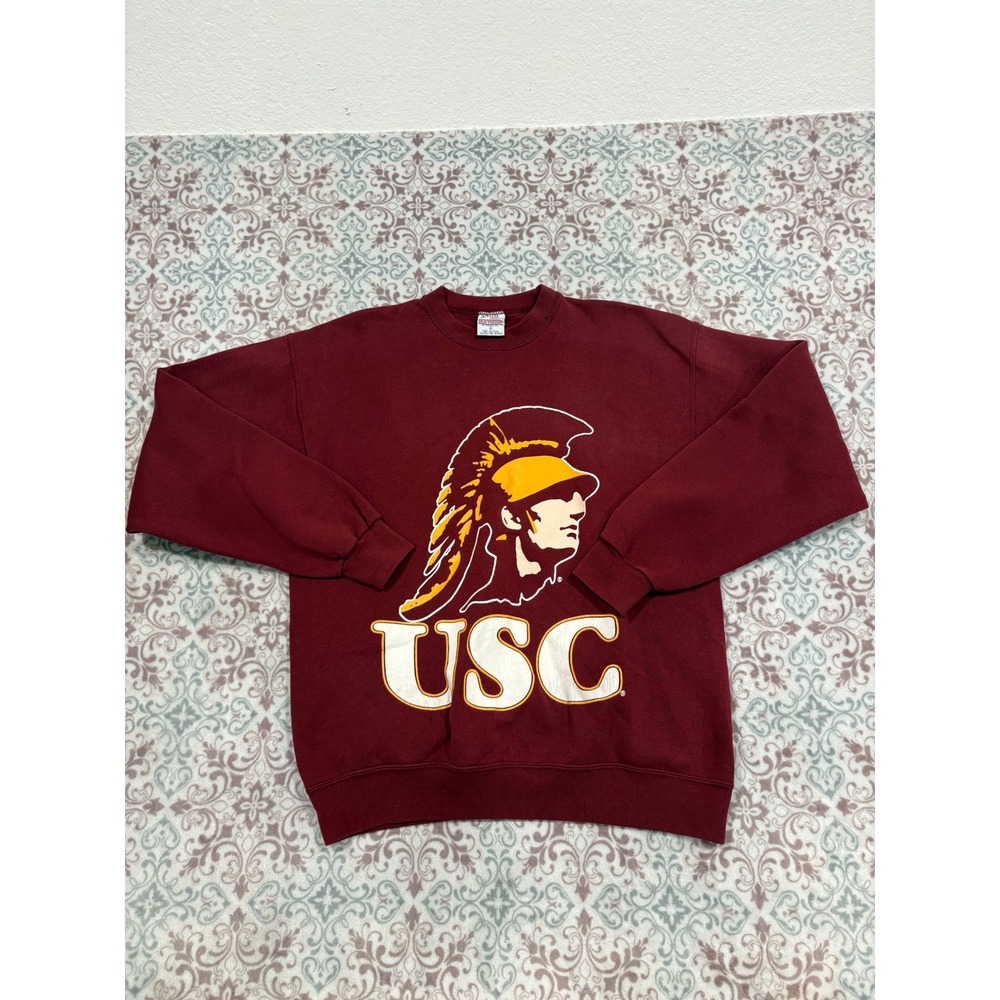 Vintage USC Trojans Santee Sweats Heavyweight Maroon Sweatshirt L Made in USA